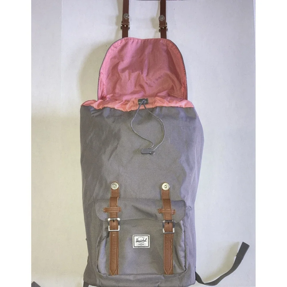 Herschel‎ Little America Mid Laptop Backpack Grey & Red/White Stripe Lining